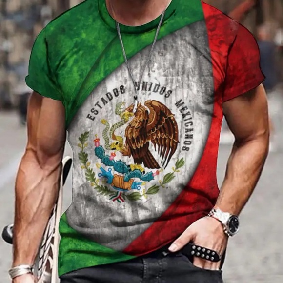Men's Graphic T-shirt with 3D Digital Printing Inspired by Mexican Elements, Com - Picture 2 of 7